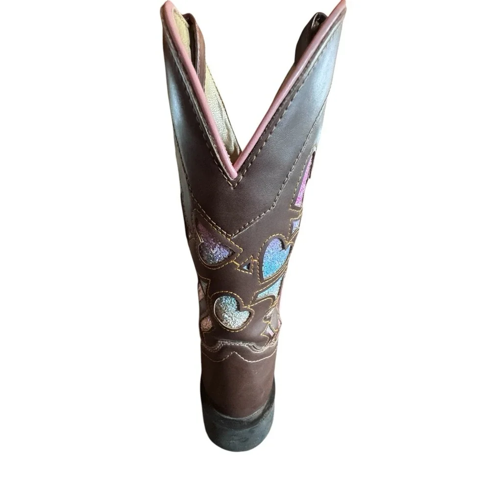 Shyanne Faux Leather Girl's Size 5 Mi Amor Glitter Heart Inlay Western Boots